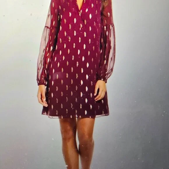 slim fit dress slacks MAREA BURGUNDY-GOLD DRESS main image 0